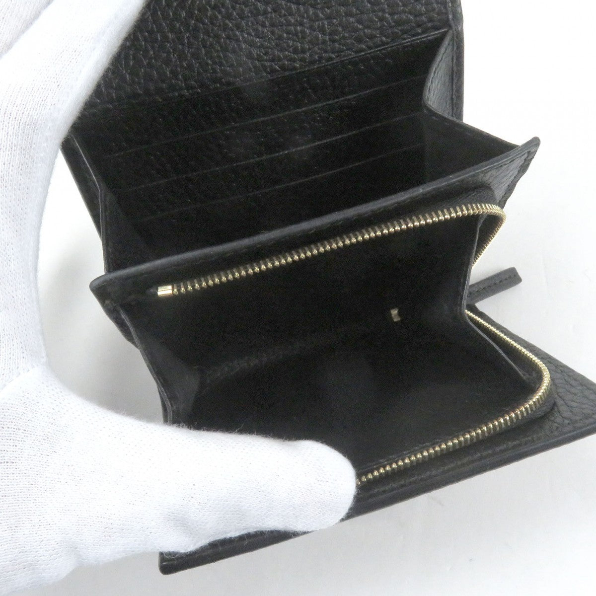 GUCCI Tri-fold wallet 598587 Main: GG Supreme canvas, Main: Leather Black beige Double G Bicolor Medium Wallet mens