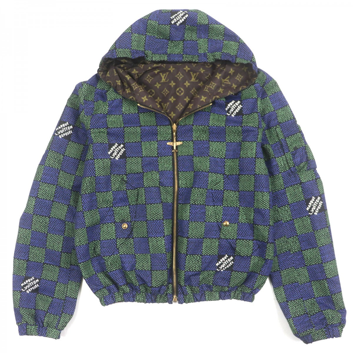 LOUIS VUITTON Hoodie 1AHBIU polyester Green navy brown 48