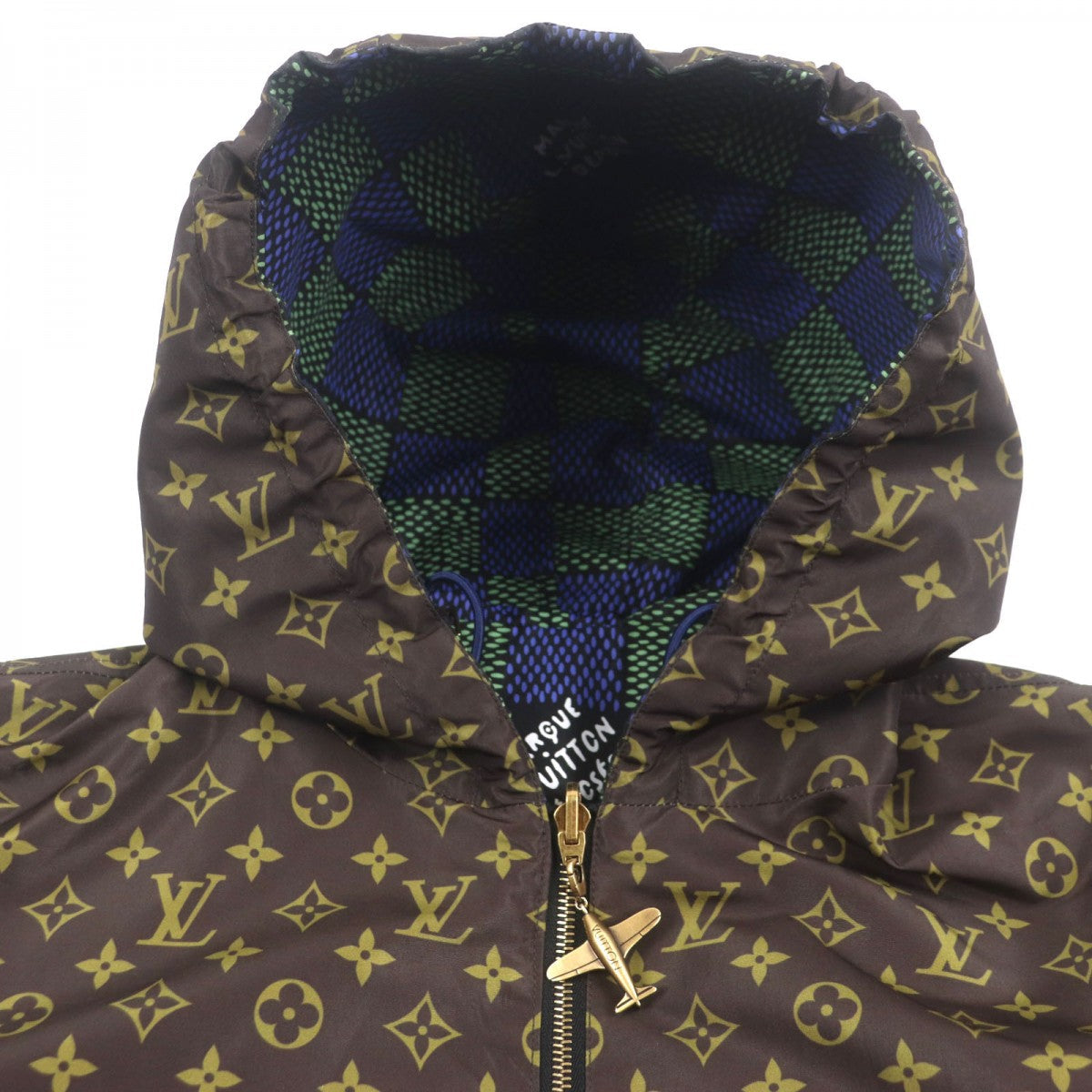 LOUIS VUITTON Hoodie 1AHBIU polyester Green navy brown 48