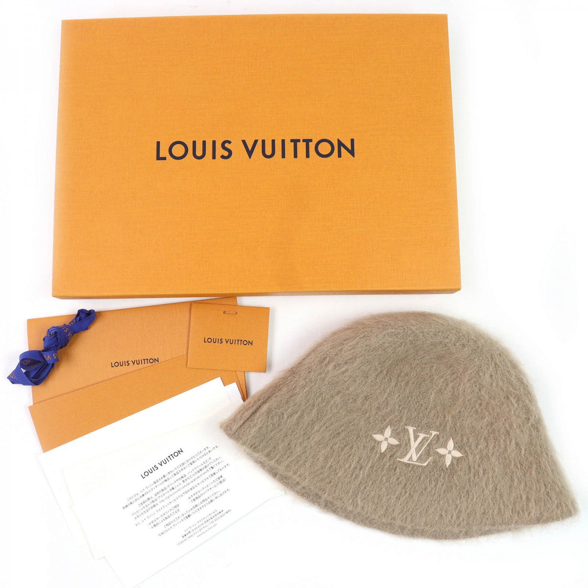 LOUIS VUITTON hat M1184S Main: 43% nylon, Main: 33% mohair, Main: 24% wool, Part: 100% polyester saffron LV Fluffy Hat mens