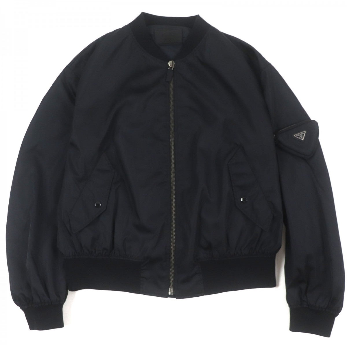 PRADA Bomber jacket SGC006 Outer: 100% polyamide (nylon), Part: 81% wool, Part: 17% polyamide (nylon), Part: 2% elastane (polyurethane), Sleeve lining: 100% polyamide (nylon) black mens S
