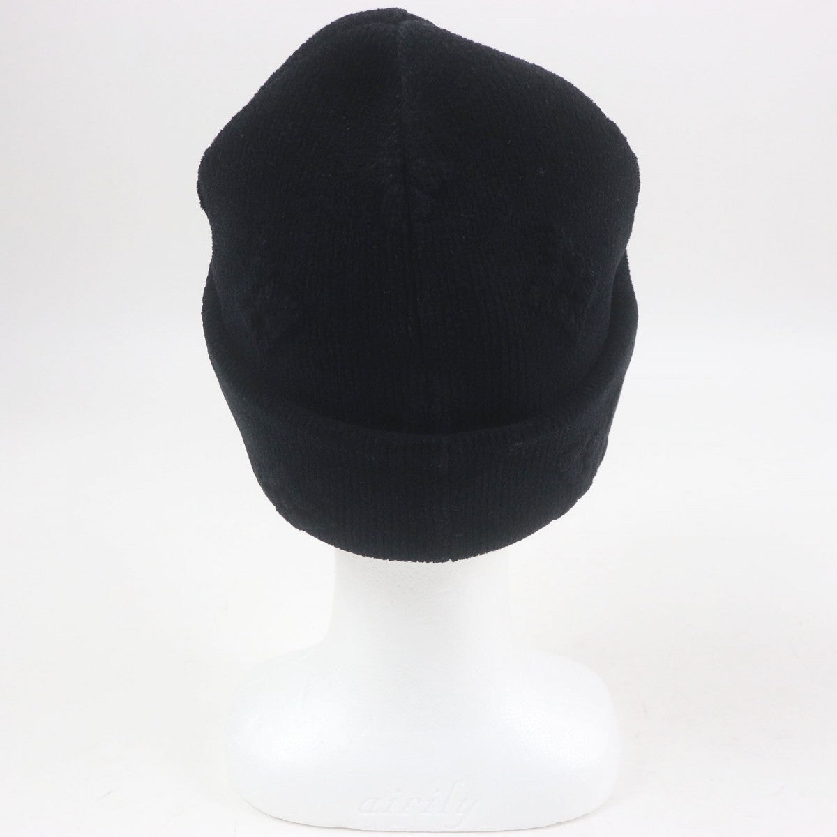 LOUIS VUITTON Knit cap M96194 Main: 97% cotton, Main: 2% polyamide (nylon), Main: 1% elastane (polyurethane) black LV Crash Monogram mens