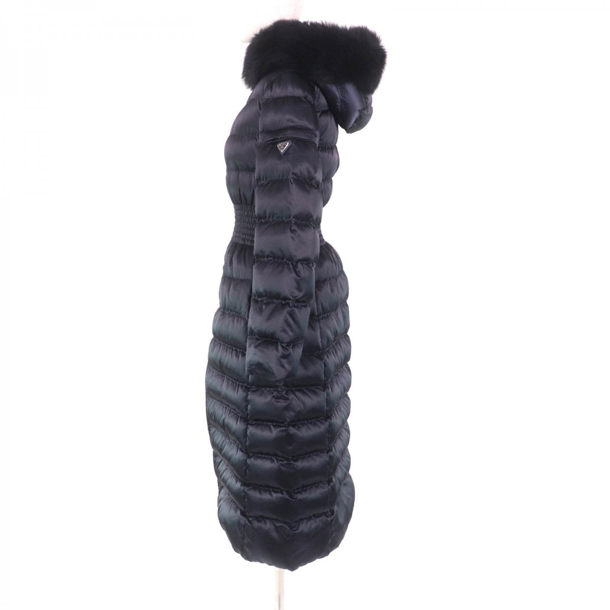 PRADA down coat 29E364 Main: 100% polyamide (nylon), Filling: 90% down, Filling: 10% feather, Partially: recycled polyester, Fur: sheep fur Navy Women 38