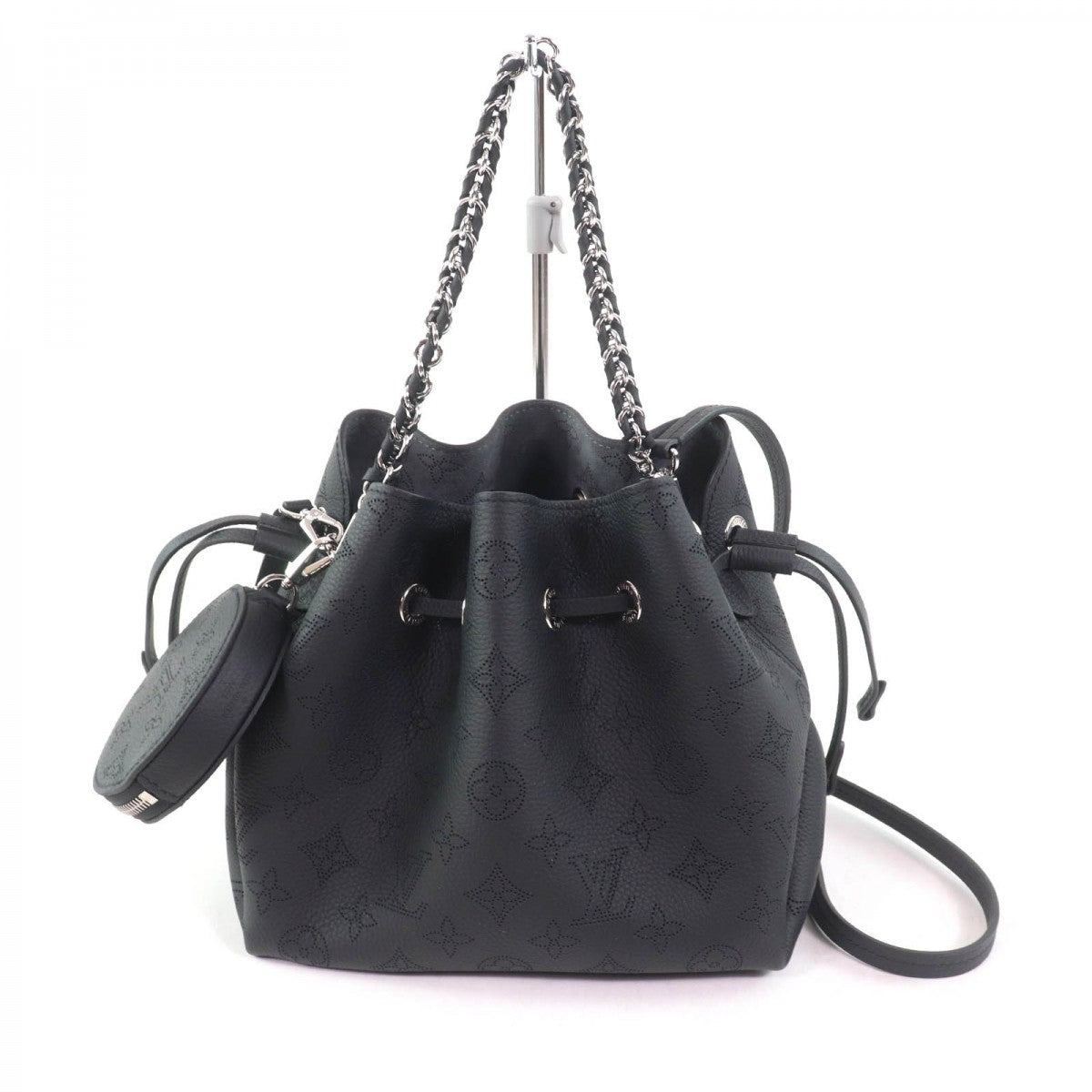 LOUIS VUITTON Shoulder Bag M57070 Monogram Mahina Canvas black Comes with a coin case Bella Women