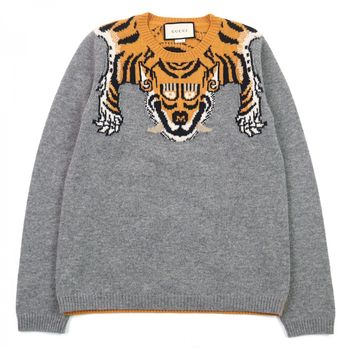 GUCCI knit 410406 Outer fabric: 100% wool Grey Yellow Black mens S