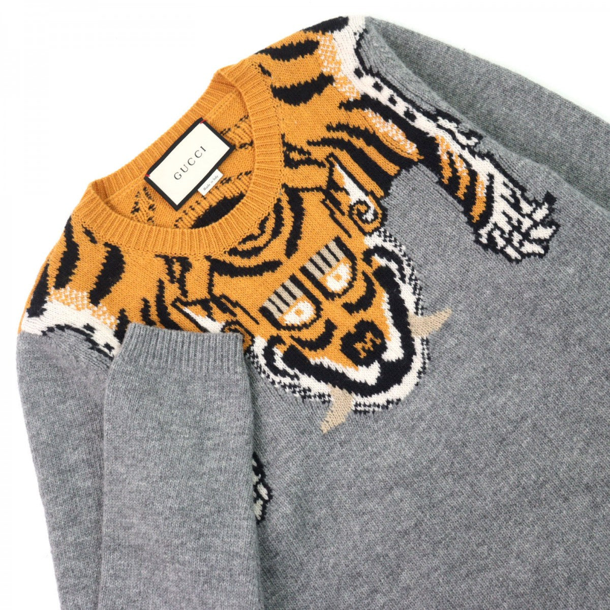 GUCCI knit 410406 Outer fabric: 100% wool Grey Yellow Black mens S