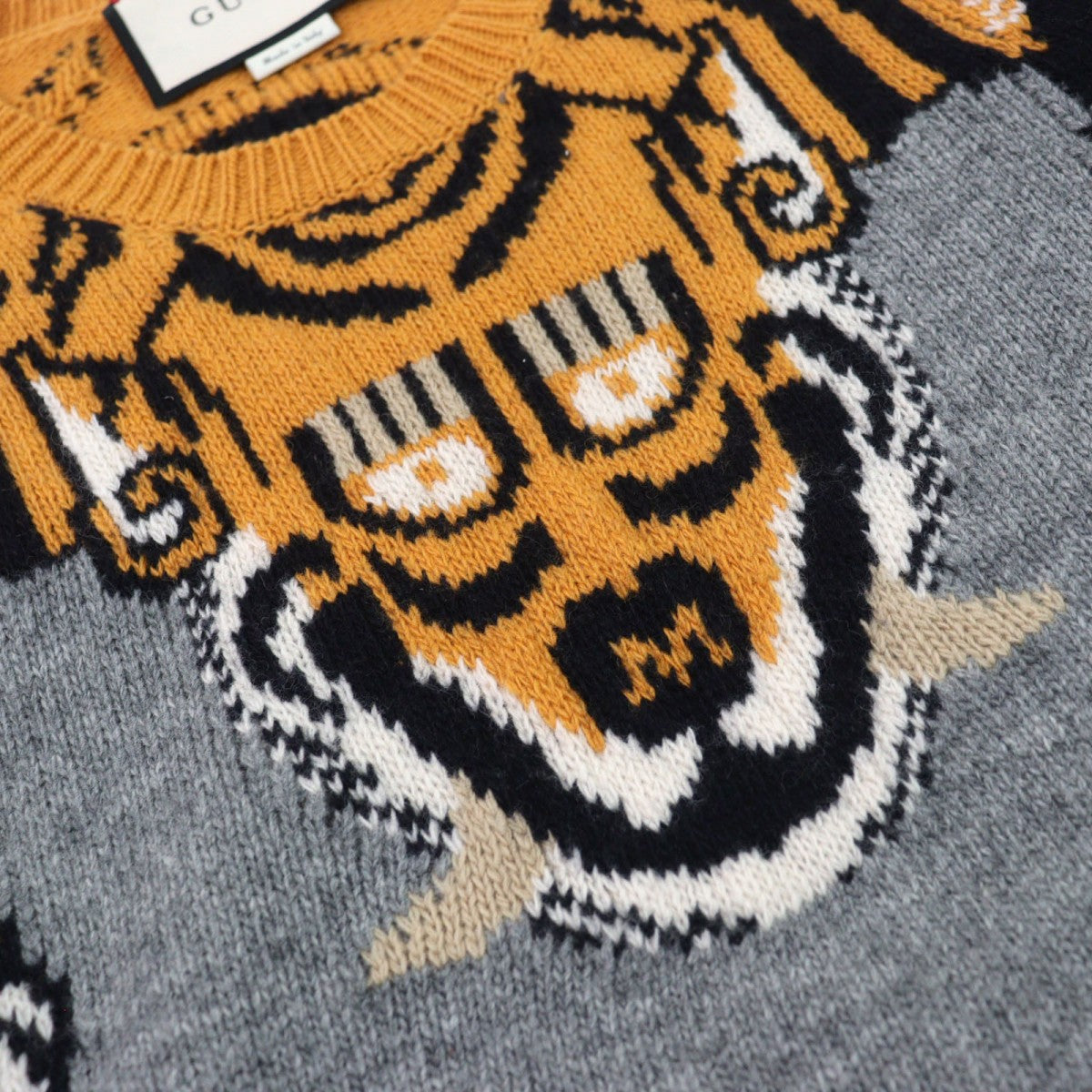 GUCCI knit 410406 Outer fabric: 100% wool Grey Yellow Black mens S