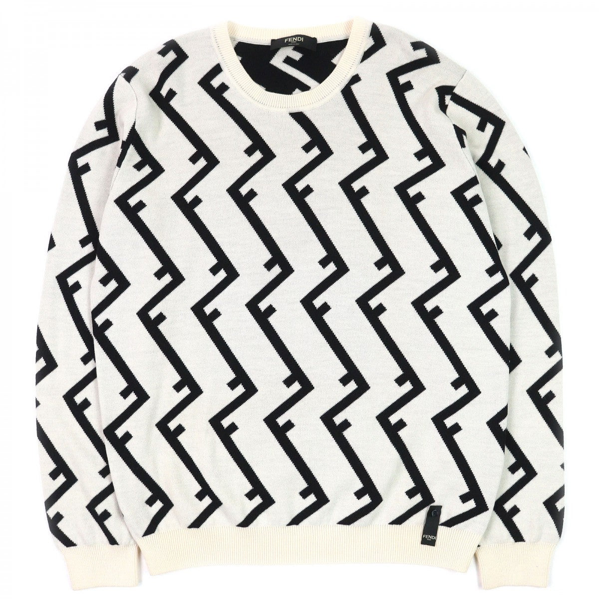 FENDI knit FZZ489 Main: 100% wool Ivory black mens 54