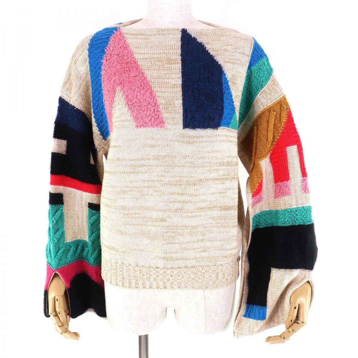 CHANEL knit 19A P61696 Main: 67% cashmere, Main: 17% polyester, Main: 6% silk, Main: 5% mohair, Main: 3% polyamide Beige multicolor Women 38
