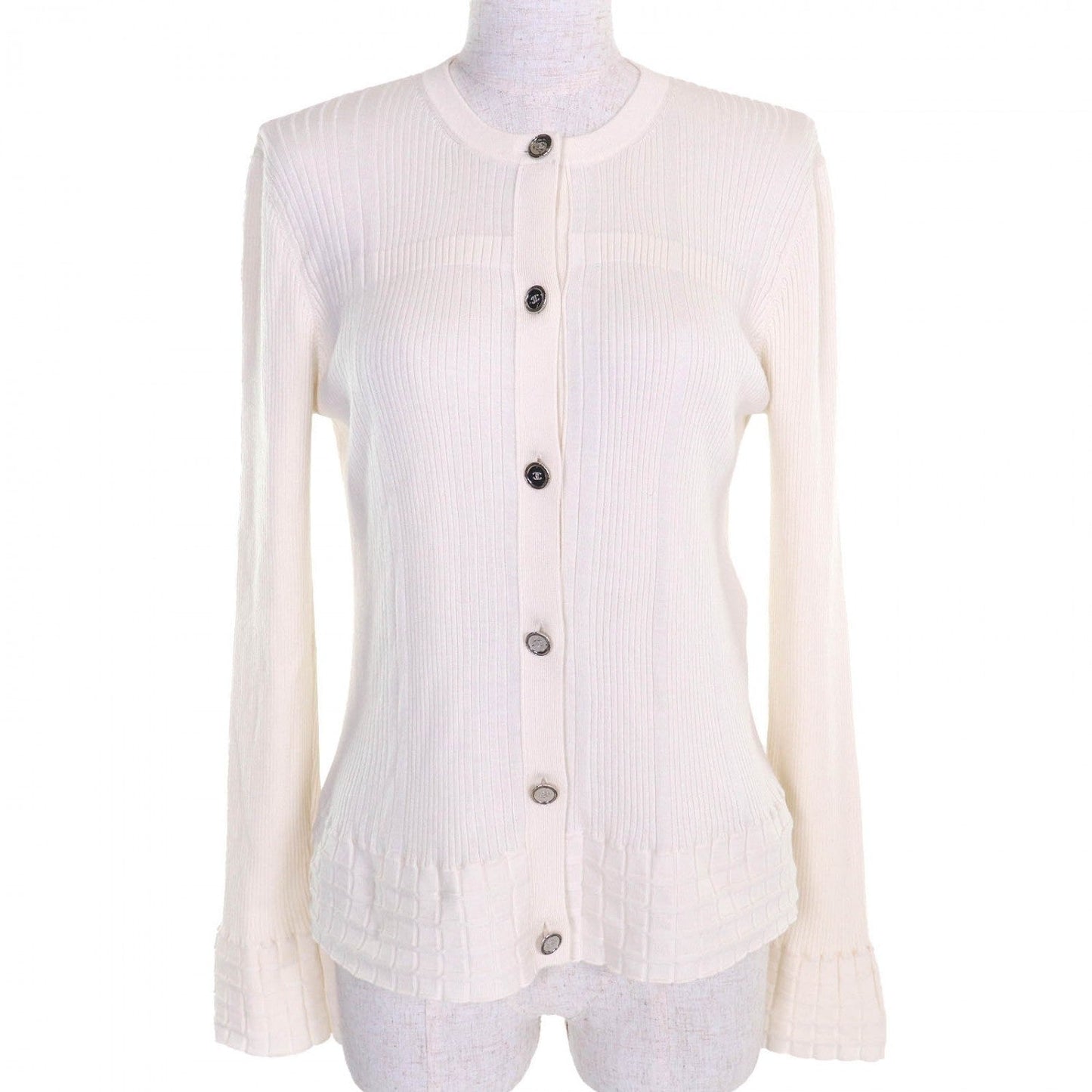 CHANEL cardigan P78678 cashmere white 42