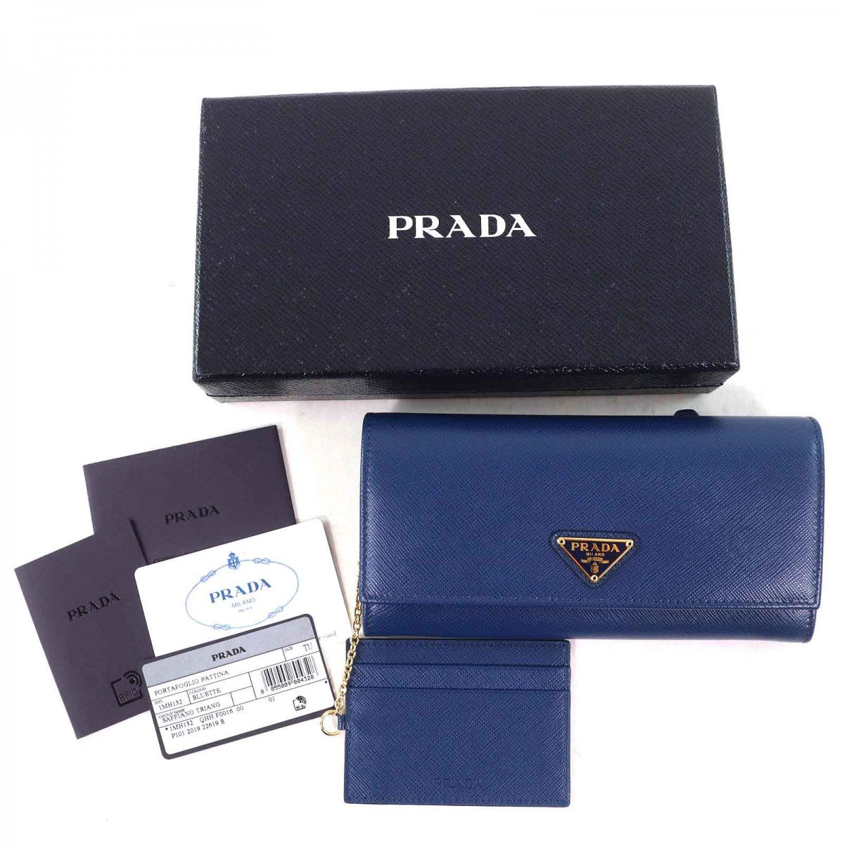 PRADA Long Wallet Purse 1MH132 Safiano leather BLUETTE Blue type SAFFIANO TRIANGOLO