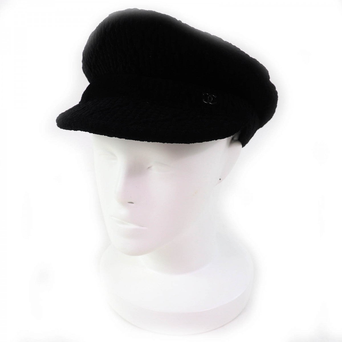 CHANEL Casquette 22K Outer material: 67% rayon, Outer material: 21% nylon, Outer material: 11% silk, Outer material: 1% polyurethane, Lining: 100% cotton black Women M