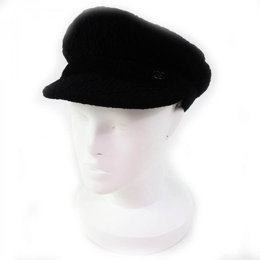 CHANEL Casquette 22K Outer material: 67% rayon, Outer material: 21% nylon, Outer material: 11% silk, Outer material: 1% polyurethane, Lining: 100% cotton black Women M