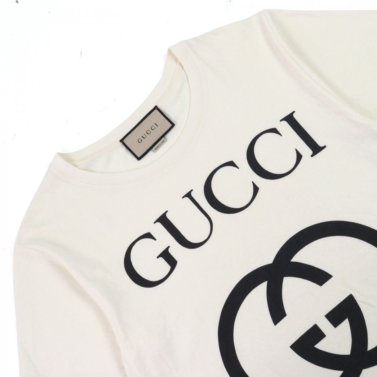 GUCCI Short sleeve T-shirt 493117 Main: 100% cotton Ivory black mens XS