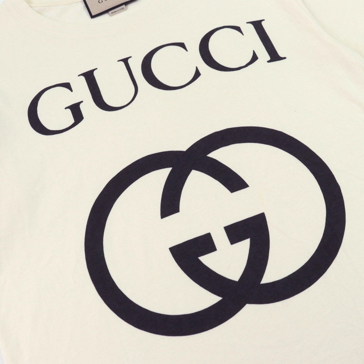 GUCCI Short sleeve T-shirt 493117 Main: 100% cotton Ivory black mens XS