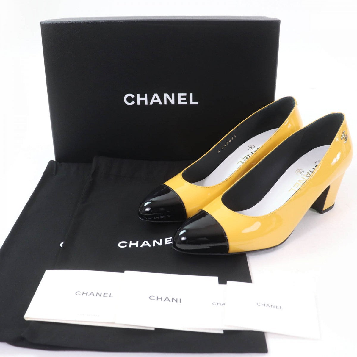 CHANEL pumps G45053 Main: Patent leather Yellow black Women 37
