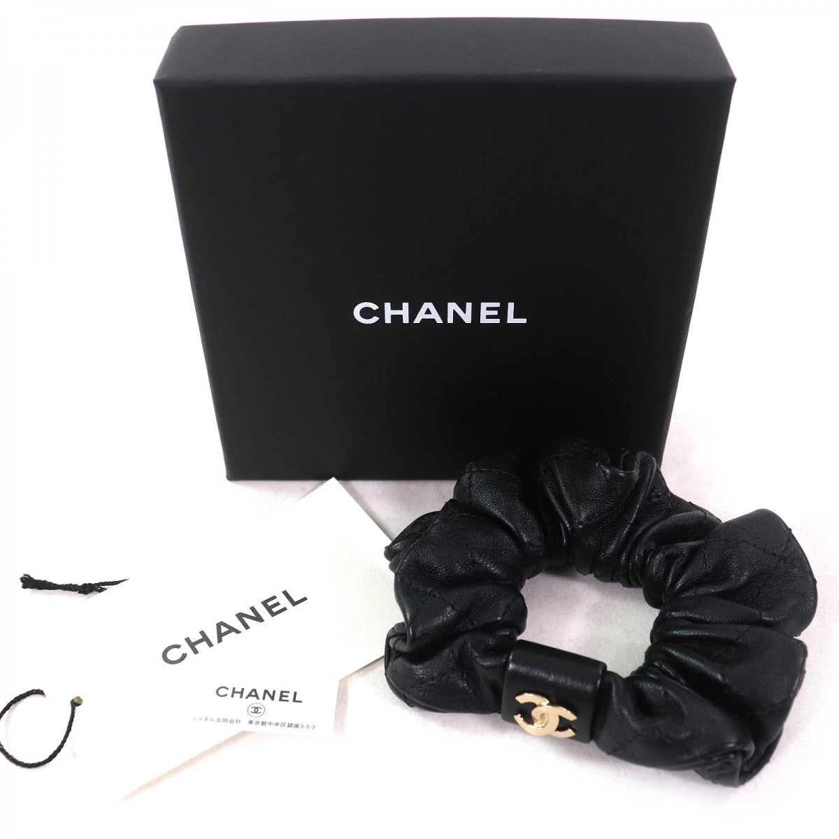 CHANEL hair accessory A21K leather black