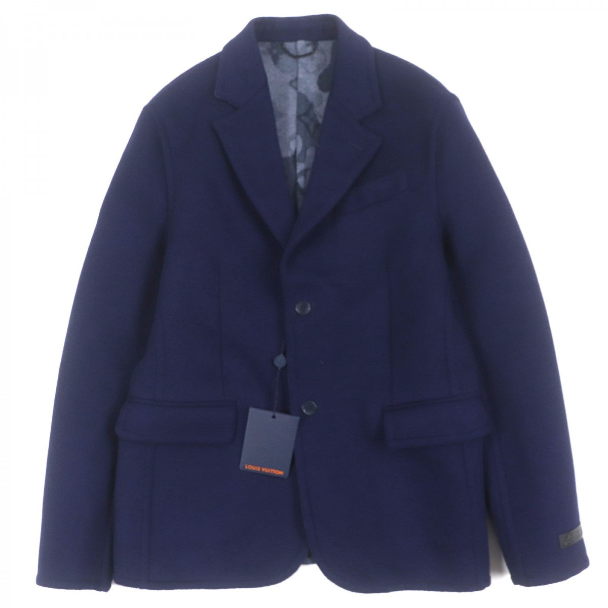 LOUIS VUITTON tailored jacket Outer: 99% wool, Outer: 1% silk, Lining: 100% cupra, Leather: cowhide Navy mens 50
