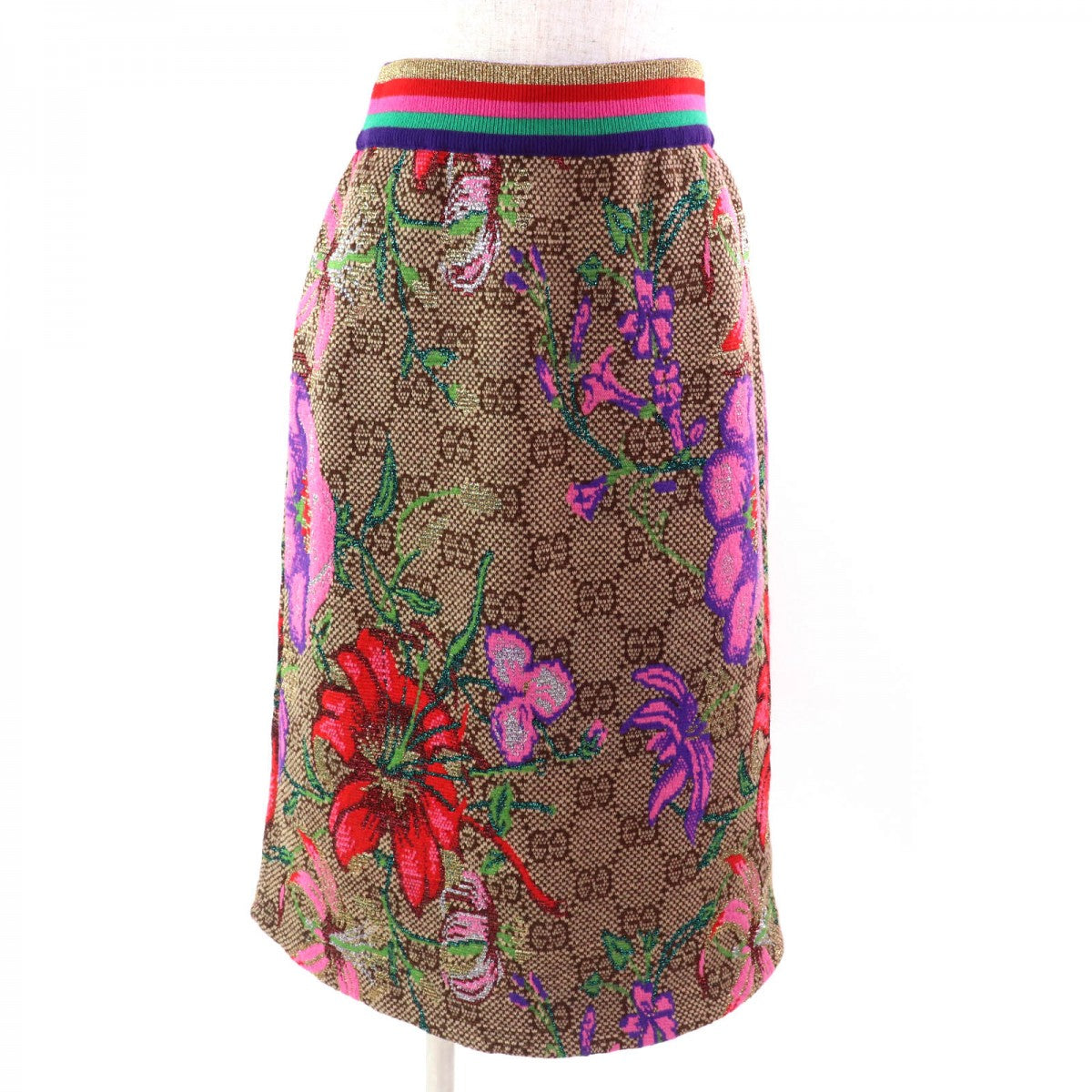 GUCCI Tight Skirt 606084 Outer material: 69% wool, Outer material: 18% cotton, Outer material: 7% polyamide, Outer material: 6% polyester, Part: 82% wool multicolor Women XS