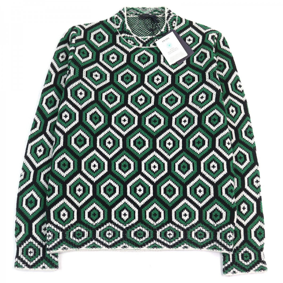 PRADA knit UMB429 Main: 70% wool, Main: 30% cashmere Green type All-over pattern mens 48