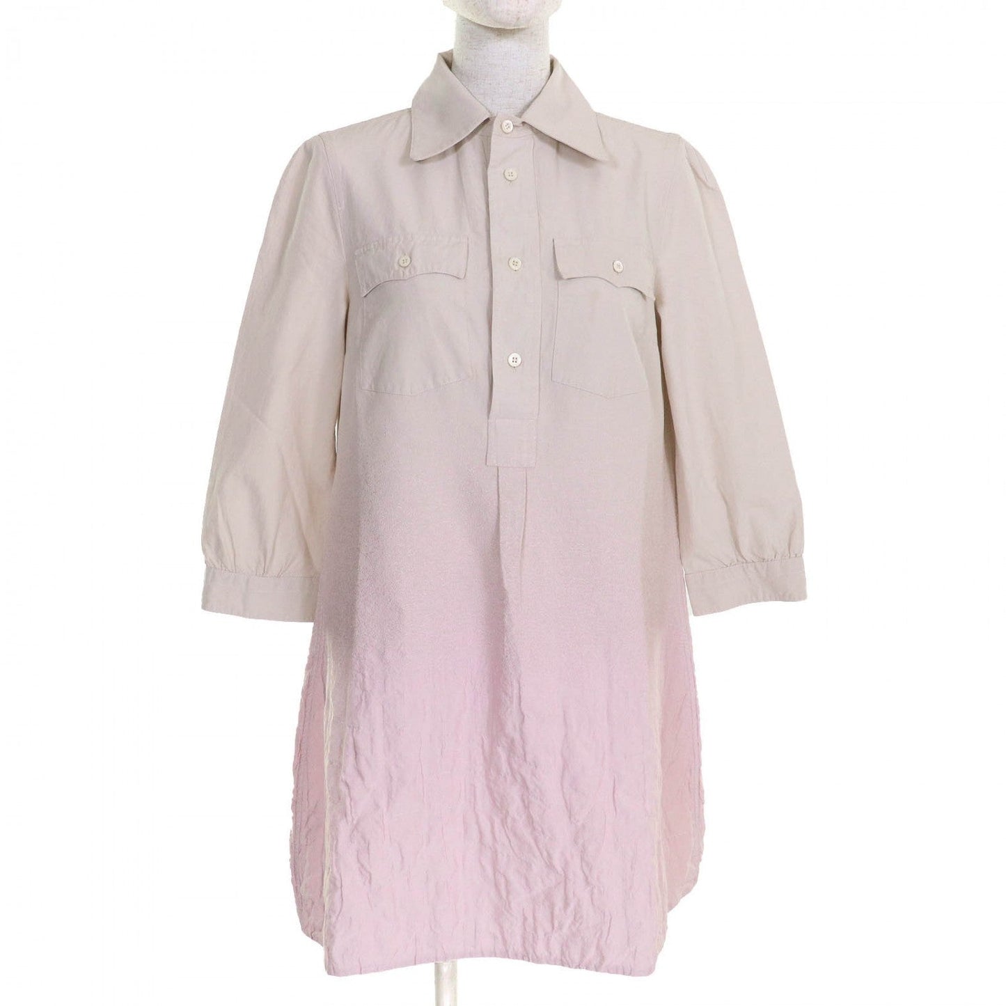 PRADA one piece P3N16 cotton Beige pink Pink quilted mini dress 40