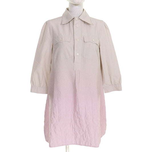 PRADA one piece P3N16 cotton Beige pink Pink quilted mini dress 40