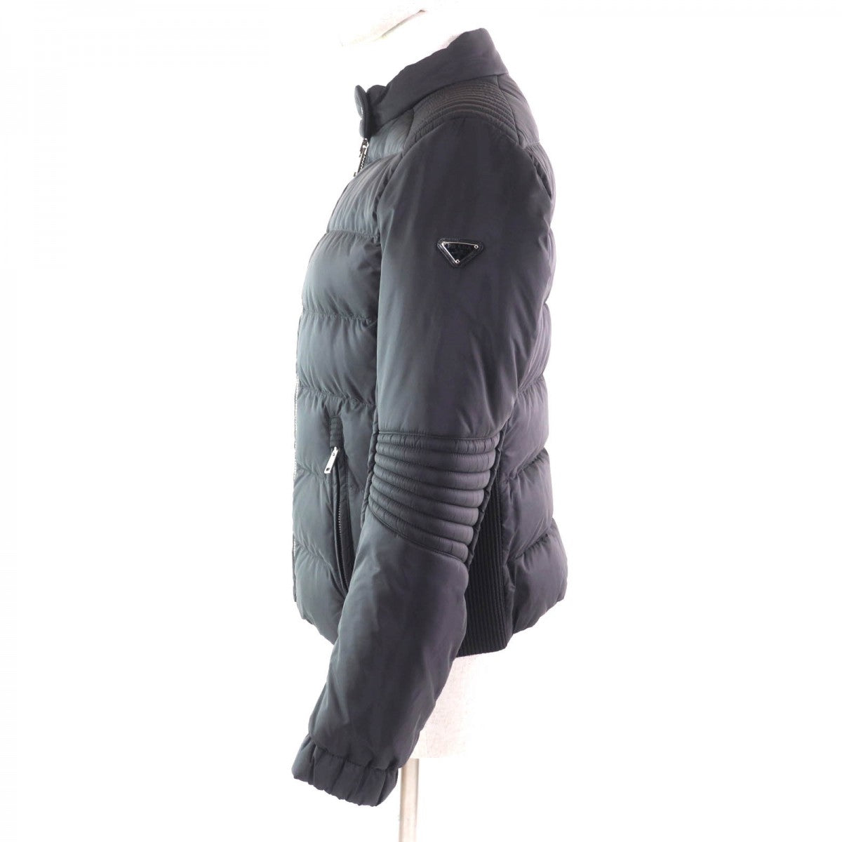 PRADA Down jacket 290545 Main: 100% polyamide, Filling: 90% down, Filling: 10% feather, Part: 100% polyester, Part: calf leather black Women 42