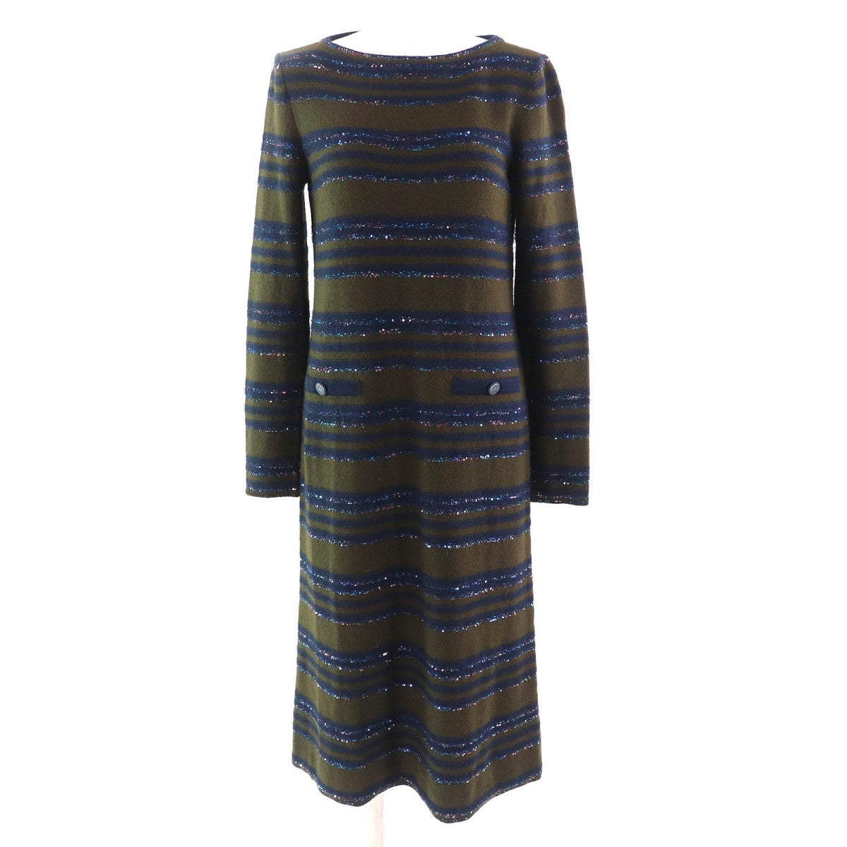 CHANEL one piece P62936 cashmere Khaki Navy 38
