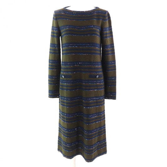 CHANEL one piece P62936 cashmere Khaki Navy 38