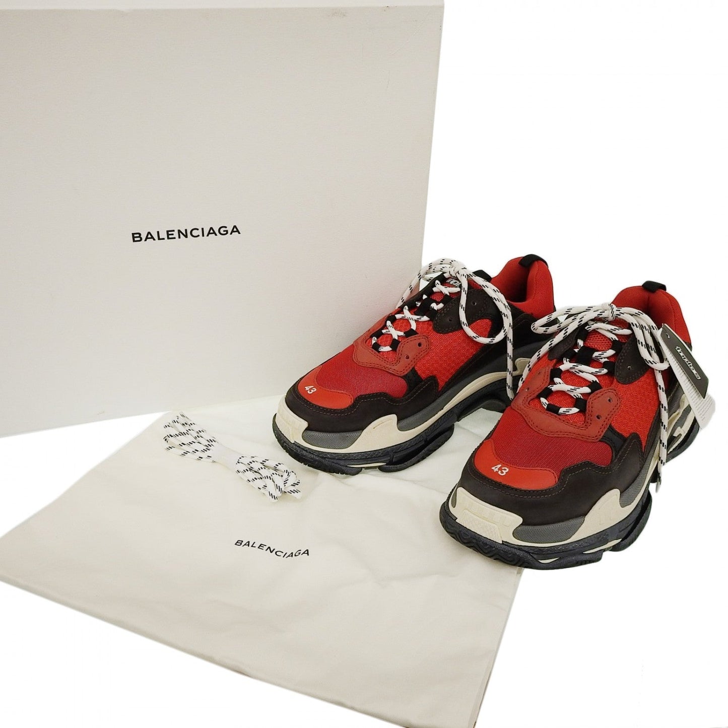 BALENCIAGA sneakers 516440 leather Red TRIPLE-S Triple S 28.5