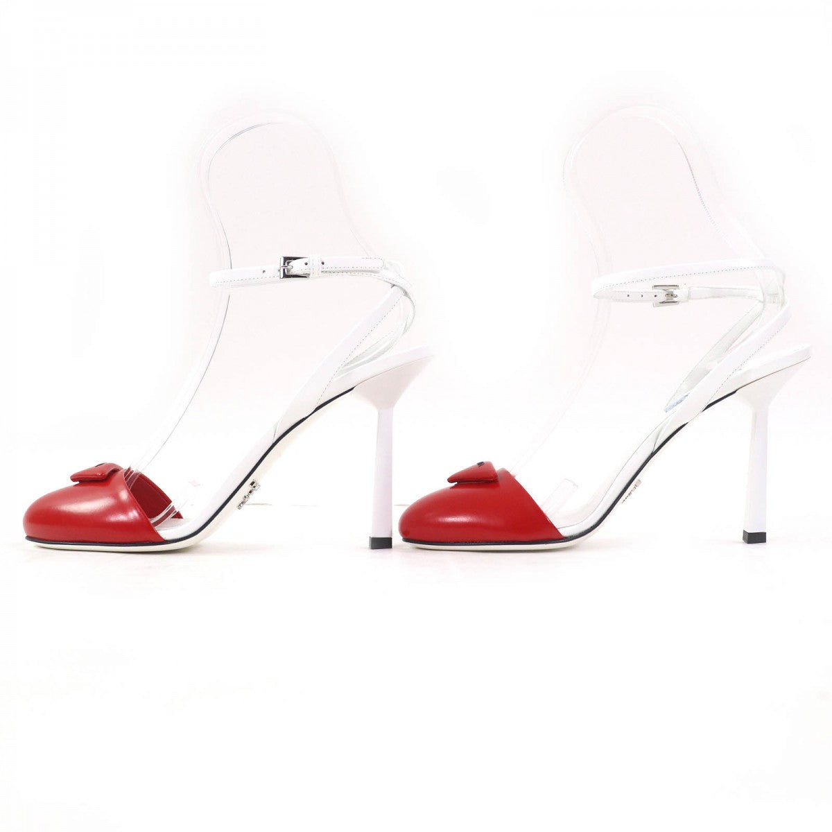 PRADA pumps 1I890M leather ROSSO BIANCO 37.5