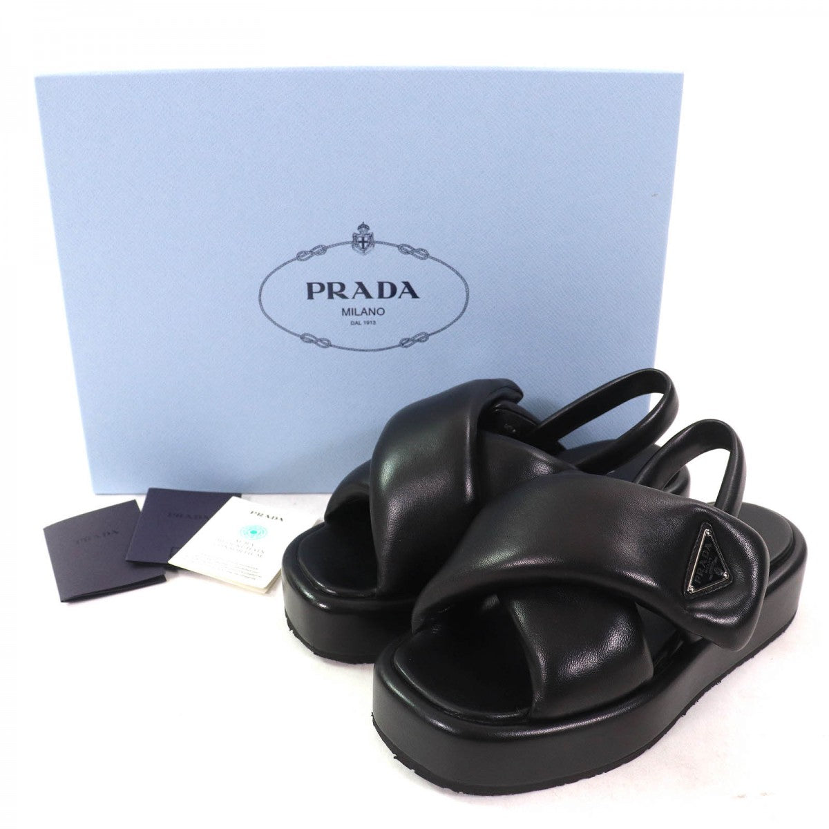 PRADA Sandals 1XZ758 leather black 34.5