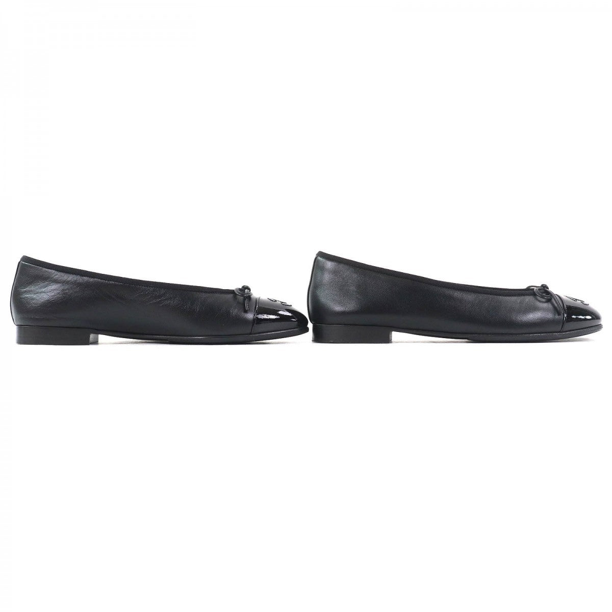CHANEL pumps G02819 leather black ballerina 36.5