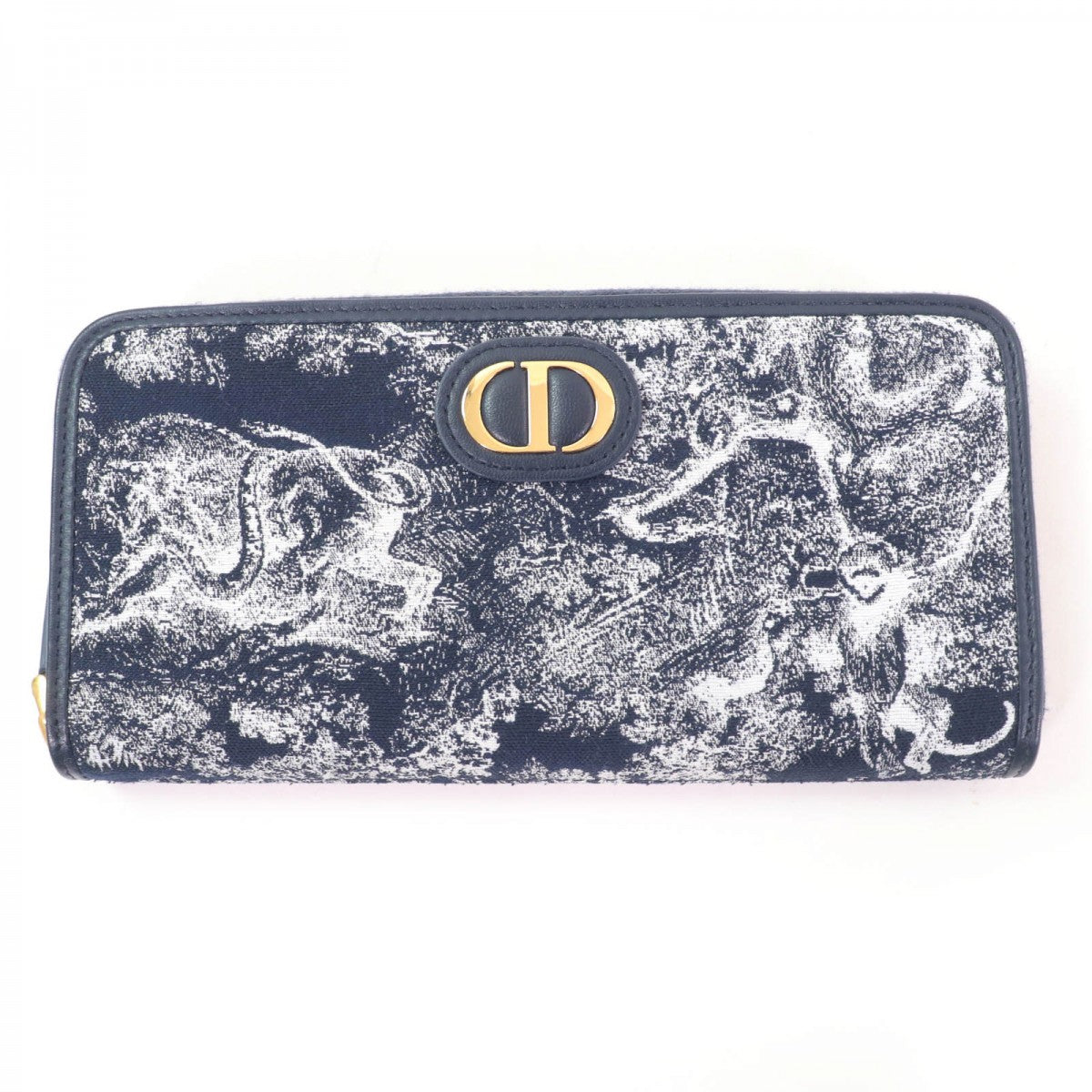Christian Dior Long Wallet Purse S2094UNJR Calfskin Navy 30 Montaigne Voyageur Long Wallet