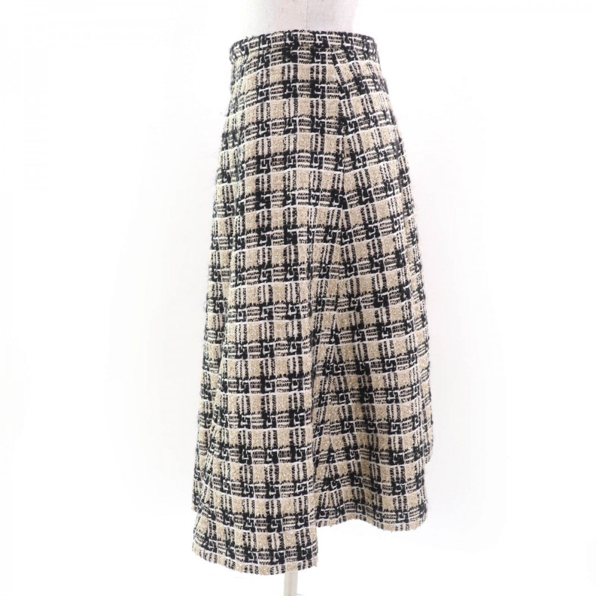 GUCCI Tweed skirt 652126 cotton Gold black 36