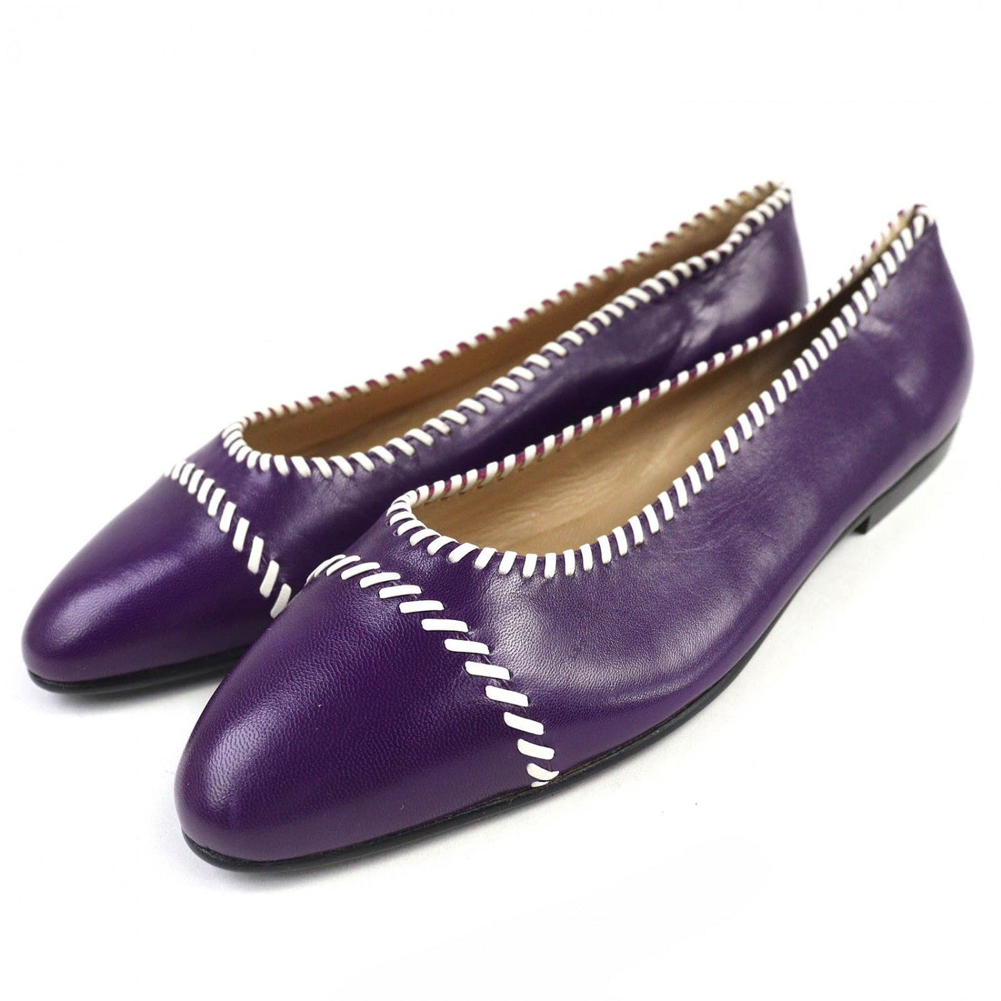 CHANEL pumps leather Purple white 37