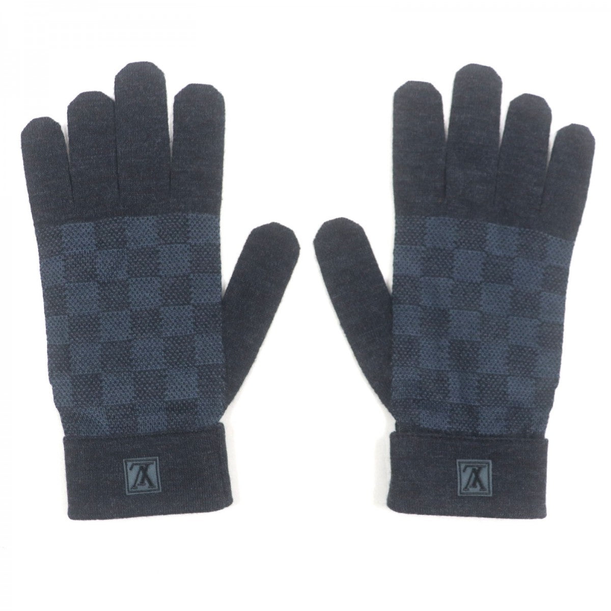 LOUIS VUITTON gloves M70008 wool Two-tone color (blue) Damier Graphite Damier Gon Petite