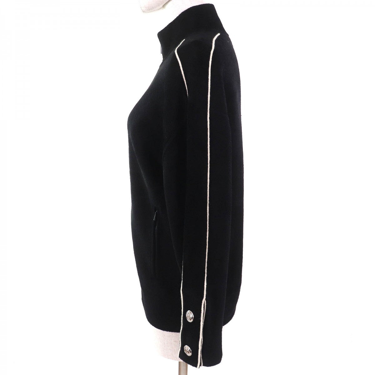 CHANEL Blouson P65657 cashmere Black White XS