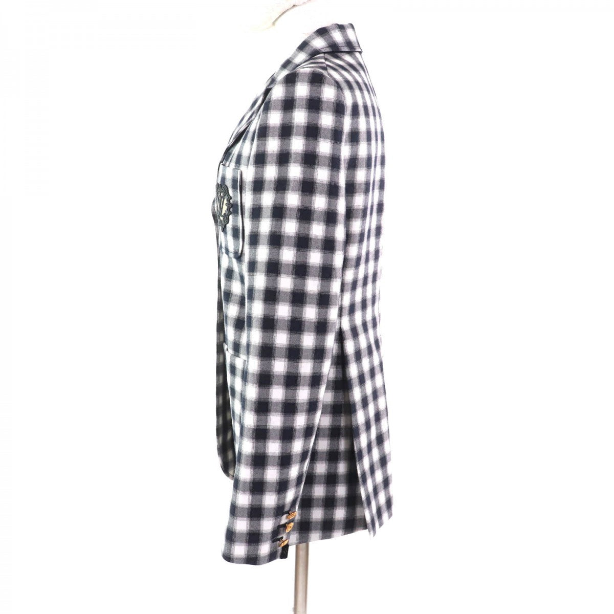 LOUIS VUITTON blazer 1ABR71 polyester Black White preppy checked blazer 36