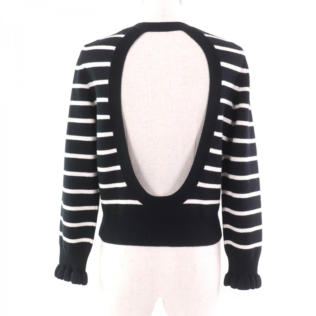 CHANEL knit P74115 cashmere Black White 36