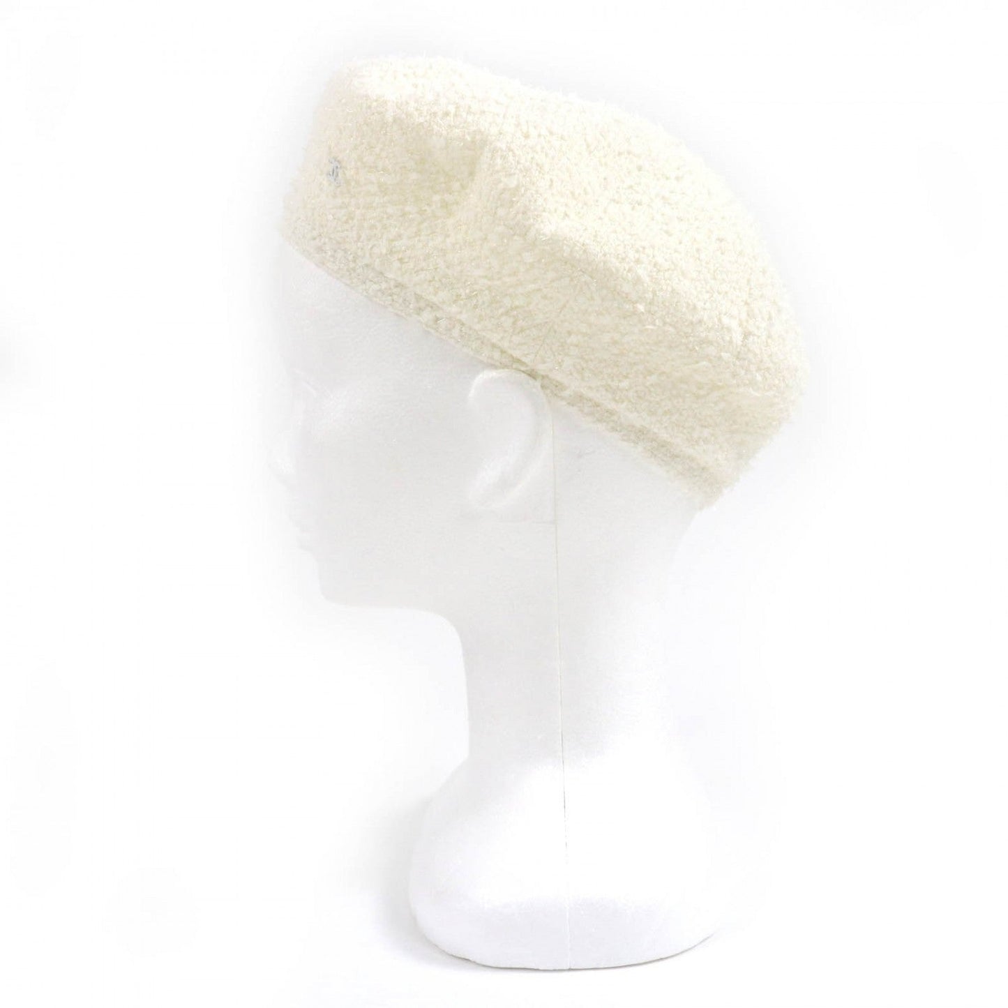 CHANEL beret 19V polyamide white M