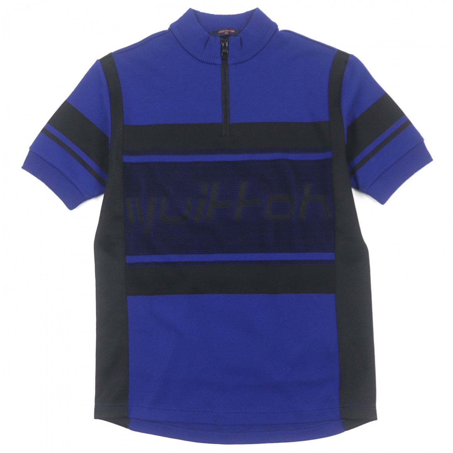 LOUIS VUITTON Short sleeve knit cotton blue-black Jacquard Cycling S