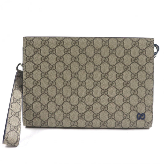 GUCCI Clutch bag 768255 GG Supreme Canvas Beige blue