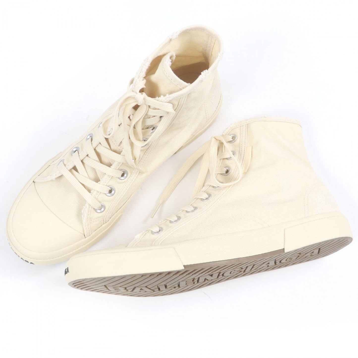 BALENCIAGA High cut sneakers 688752 canvas Ivory PARIS HIGH TOP 28.5