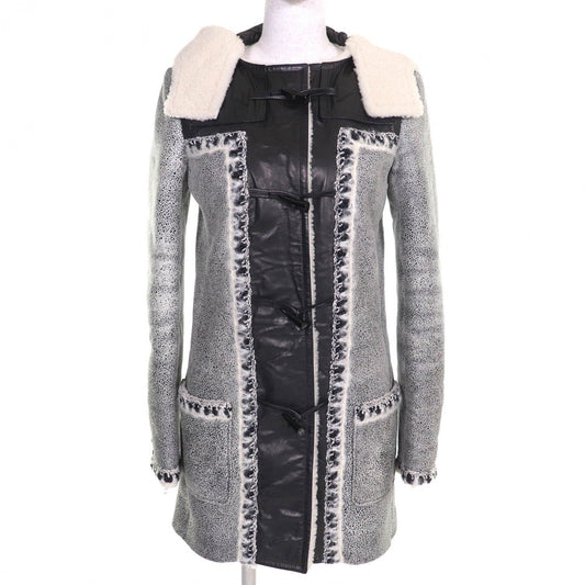 CHANEL Duffel coat P42361 Mouton Black White type 36