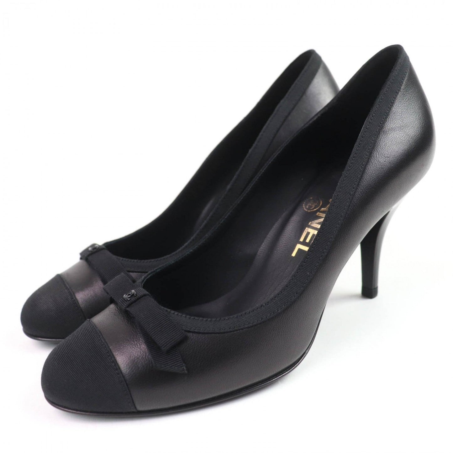 CHANEL pumps 09A G26728Y01590 leather black 35.5