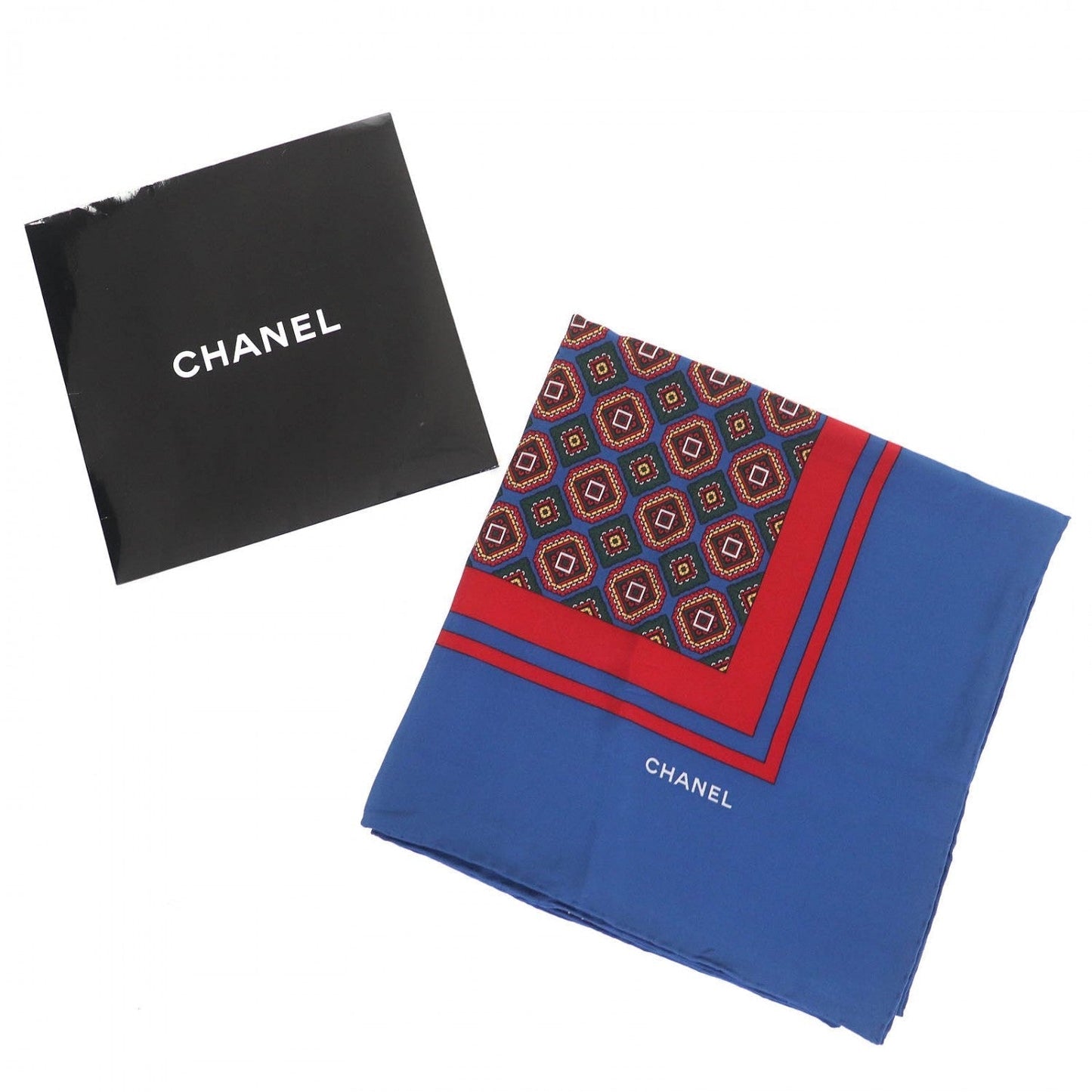 CHANEL scarf silk Blue Red type
