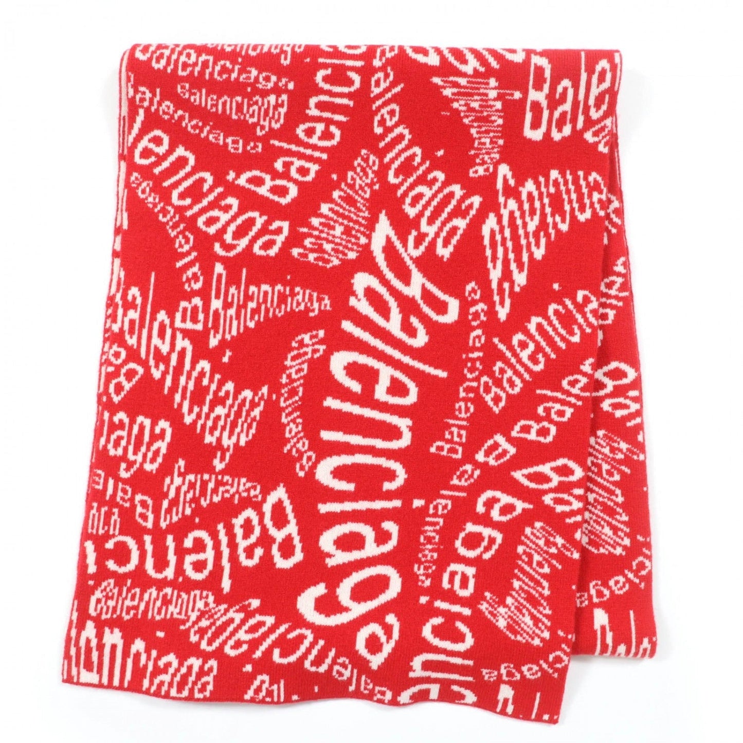 BALENCIAGA Scarf 583121 Virgin wool Red Ivory S
