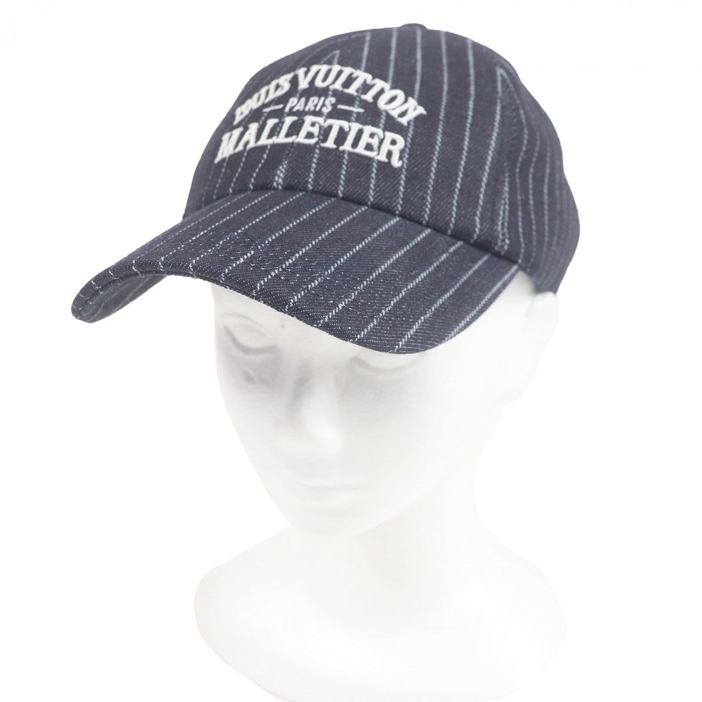 LOUIS VUITTON cap M5146L cotton Navy Striped denim cap