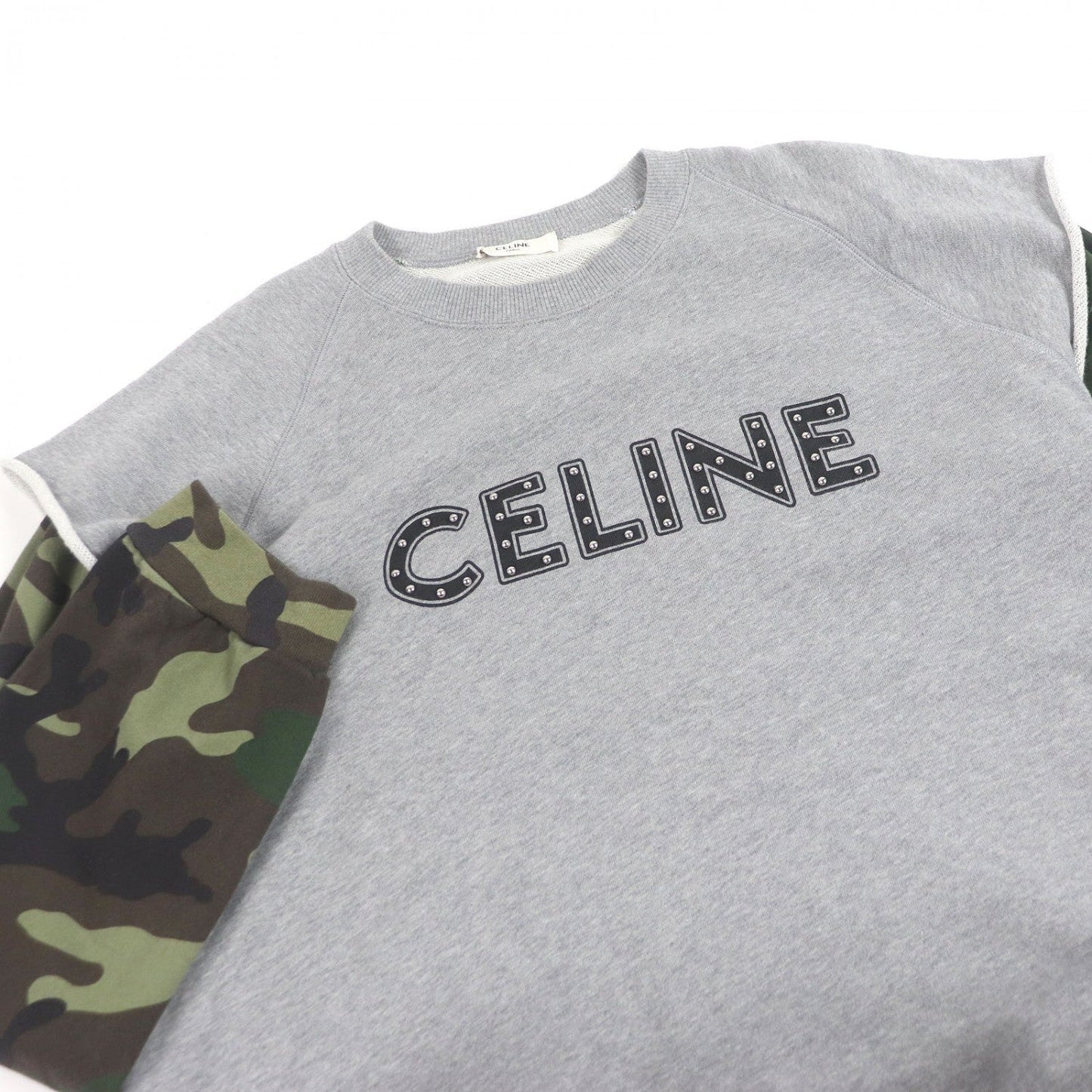 CELINE sweat 2Y340052H cotton Gray khaki XL